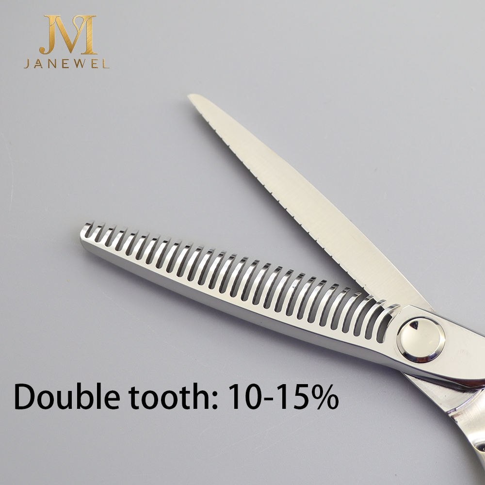 Thinning shears 6 inch VG10 steel with 28 double teeth and no groove blade for controlled thinning and blending. - thumbnail 2