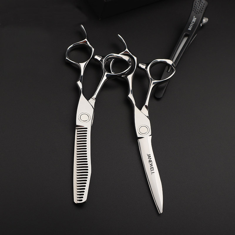 Professional Japanese 440C Silver 30t texturizing shears with hair scissors, 6.03 inch for barbers and salon hairdressing. - thumbnail 6