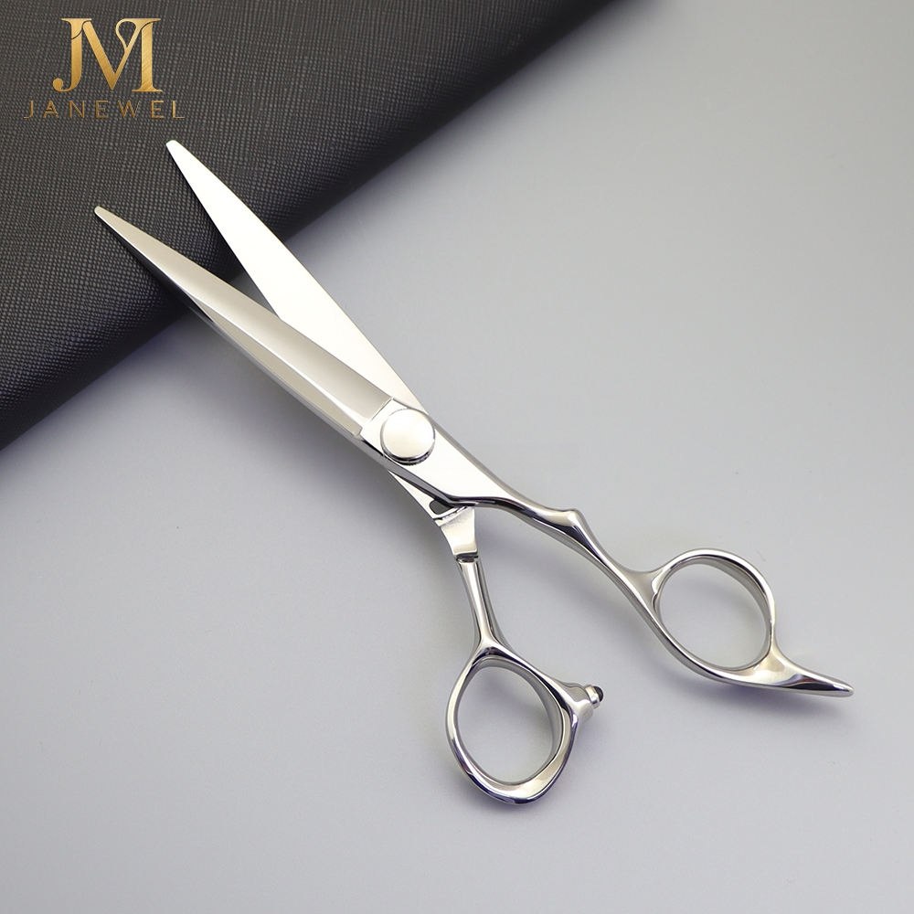 Offset barber shears 6.3 inch VG10 steel 61-62 HRC with convex edge and ergonomic offset handle for professional hairdressers. - thumbnail 2