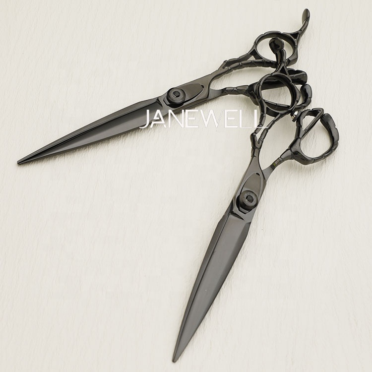 Professional 440C black coated 7 inch barber shears with sharp blade for barbers and salon hairdressing, long hair cutting shears. - thumbnail 2