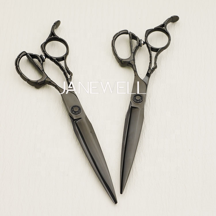 Professional 440C black coated 7 inch barber shears with sharp blade for barbers and salon hairdressing, long hair cutting shears. - thumbnail 4