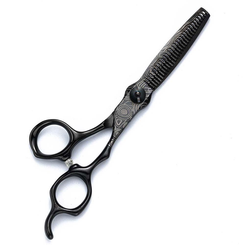 Professional 440C Black damascus barber shears for 6 inch for barbers and salon hairdressing. - thumbnail 2