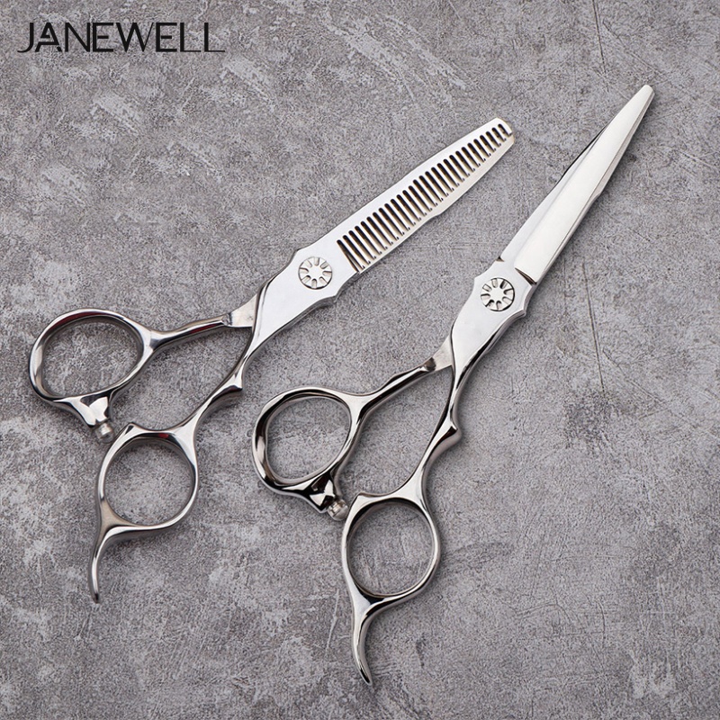 Professional 440C Silver hair cutting shears set with hair scissors, 6 inch for barbers and salon hairdressing. - thumbnail 4