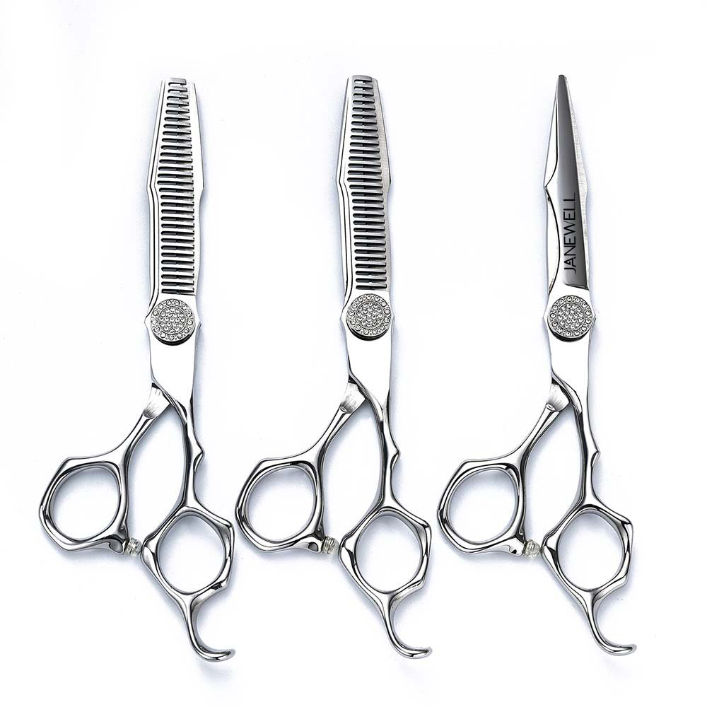Professional 440C Silver hair cutting shears set with hair scissors, 6 inch for barbers and salon hairdressing. - thumbnail 5