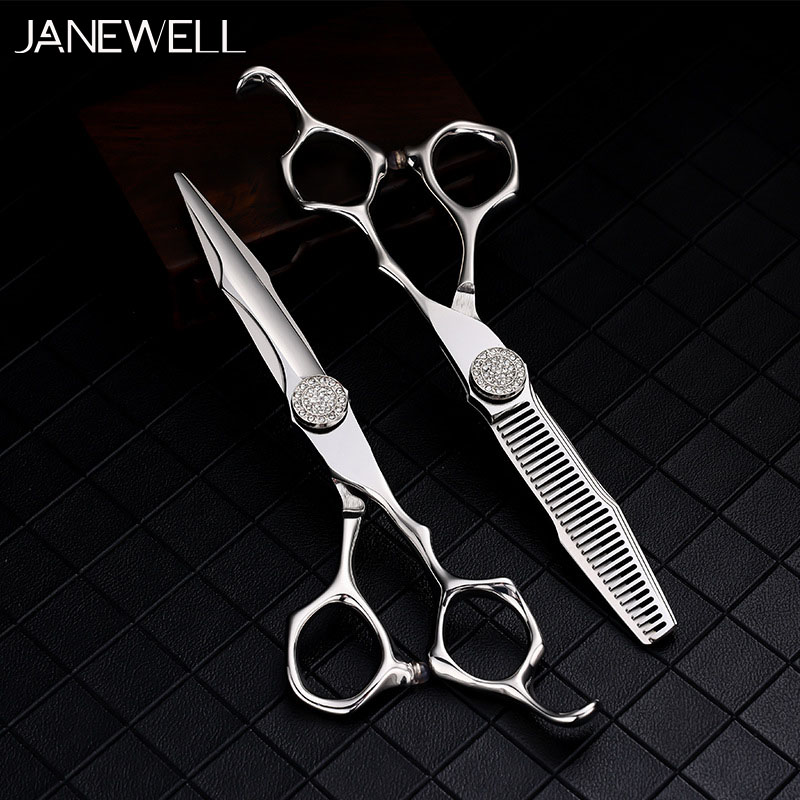 Professional 440C Silver hair cutting shears set with hair scissors, 6 inch for barbers and salon hairdressing. - thumbnail 6