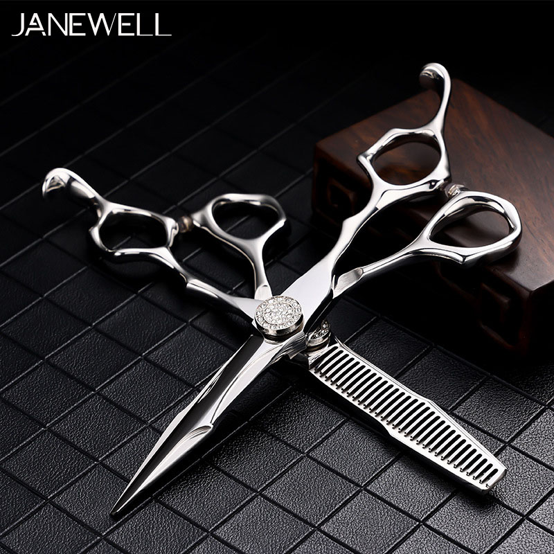 Professional 440C Silver hair cutting shears set with hair scissors, 6 inch for barbers and salon hairdressing. - thumbnail 9