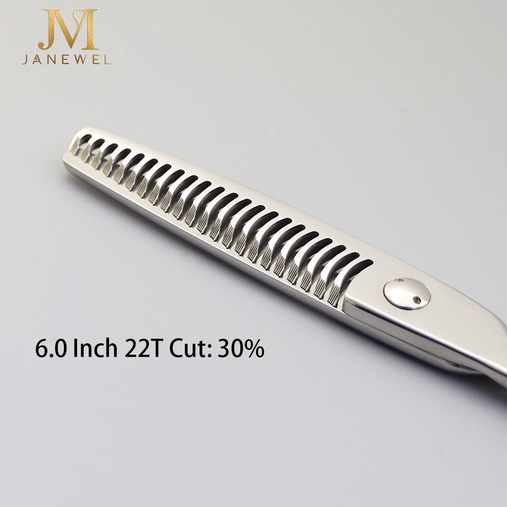 Left-handed thinning shears 6 inch VG10 steel with 22 teeth and 30 percent removal rate for smooth blending and texturizing. - thumbnail 4