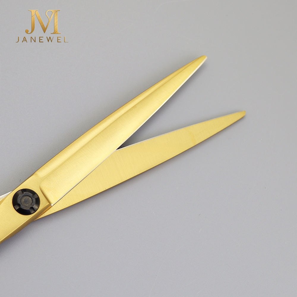 Matte gold hair cutting shears 7 inch VG10 steel 61-62 HRC with razor sharp convex edges for professional barber scissor-over-comb work. - thumbnail 4