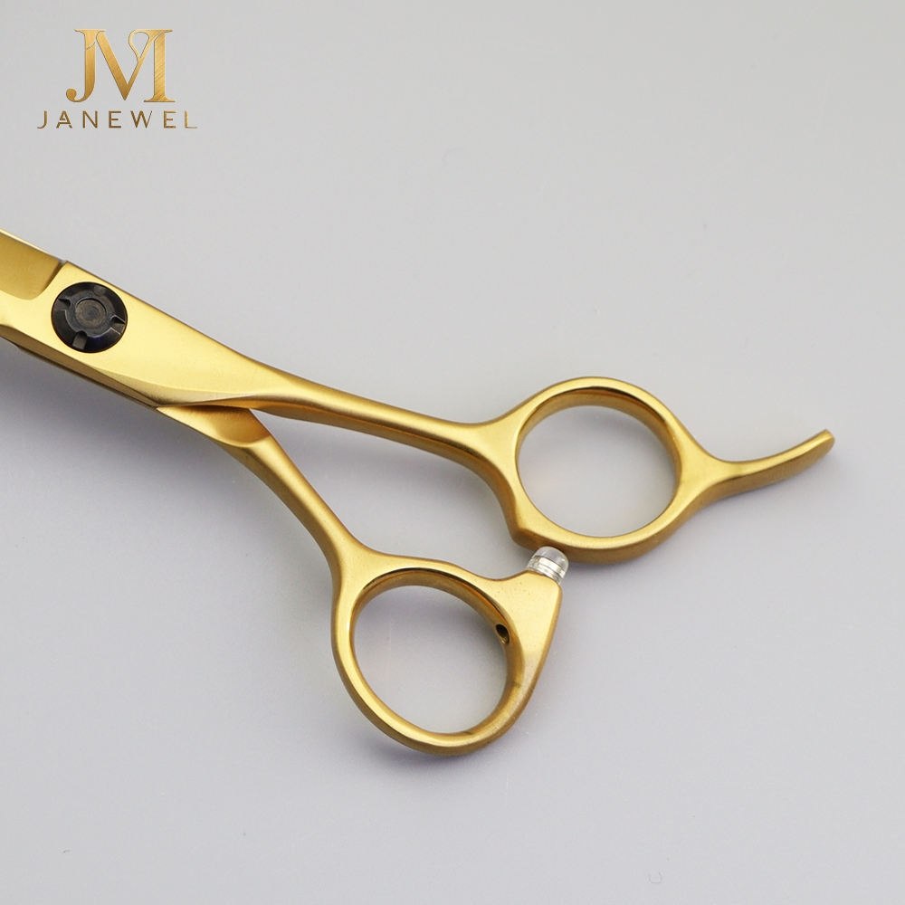 Matte gold hair cutting shears 7 inch VG10 steel 61-62 HRC with razor sharp convex edges for professional barber scissor-over-comb work. - thumbnail 5