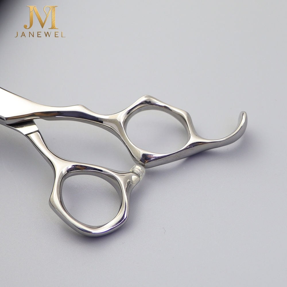 VG10 hair cutting shears 6 inch with straight blade, silver finish and red diamond style screw for hairdressers. - thumbnail 5