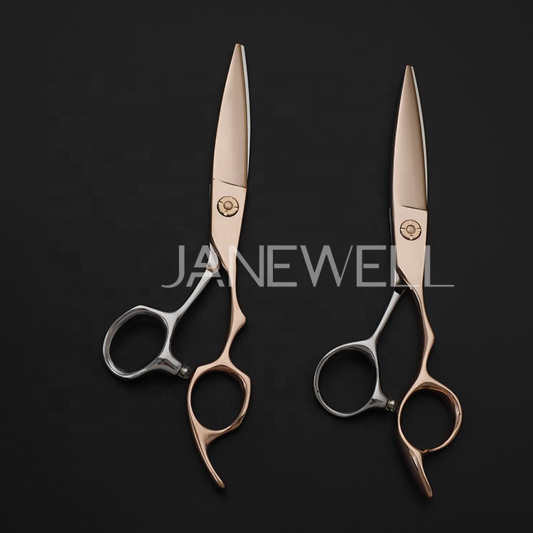 Professional 440C rose gold coated cutting shears, 6.0 inch hair shears for slide cutting and salon hairdressing barbers. - thumbnail 6