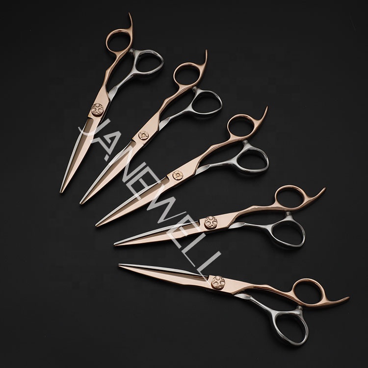 Professional 440C rose gold coated cutting shears, 6.0 inch hair shears for slide cutting and salon hairdressing barbers. - thumbnail 7
