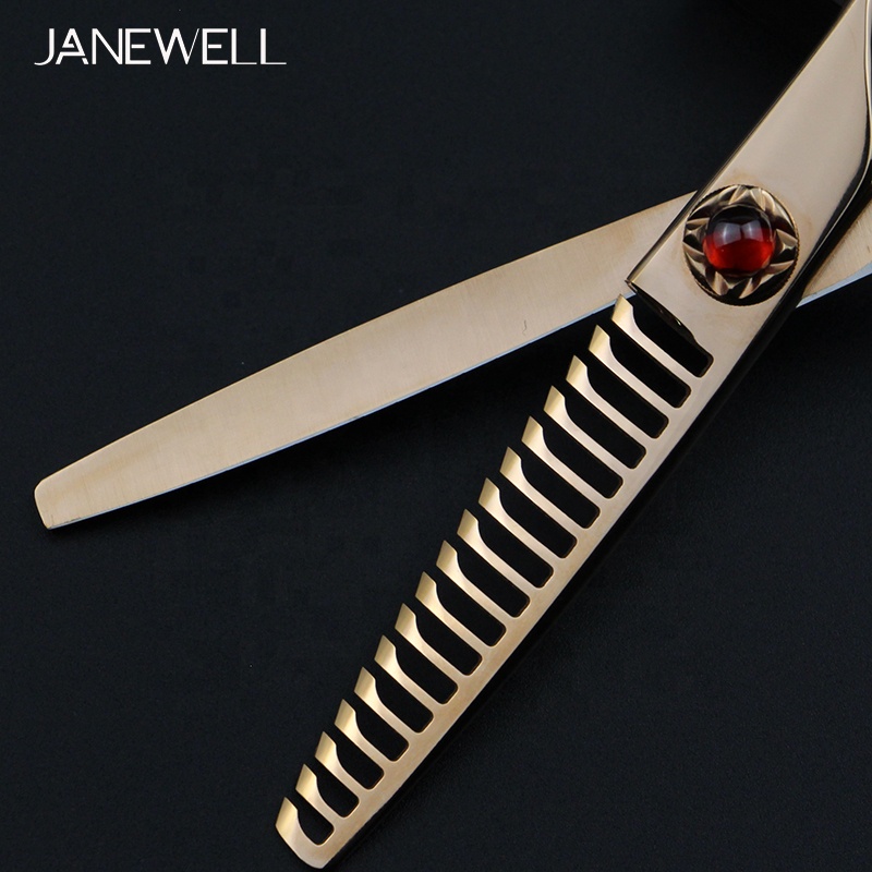 Professional Japanese 440C Rose Gold rose gold thinning shears with hair scissors, 6 inch for barbers and salon hairdressing. - thumbnail 3