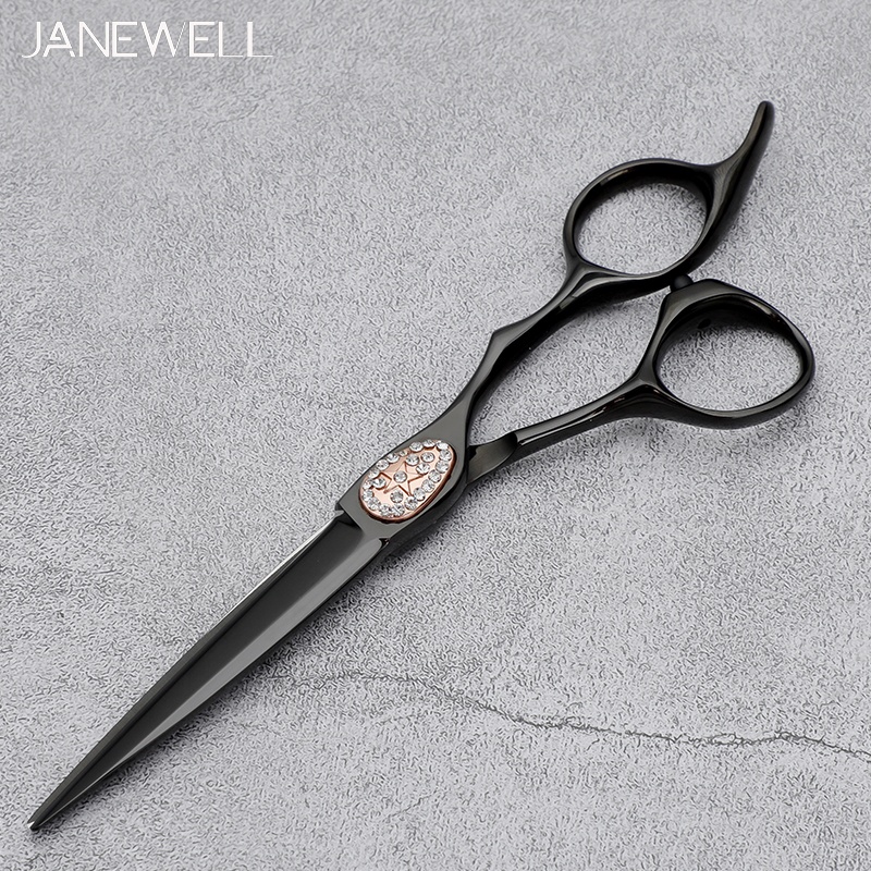 Professional 440C black barber shears with skull design pattern, 6.0 inch hair shears for barbers and salon hairdressing. - thumbnail 2