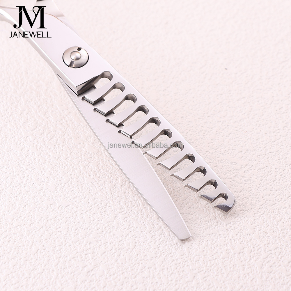Professional Japanese 440C Silver texturizing shears with hair scissors, 6 inch for barbers and salon hairdressing. - thumbnail 4
