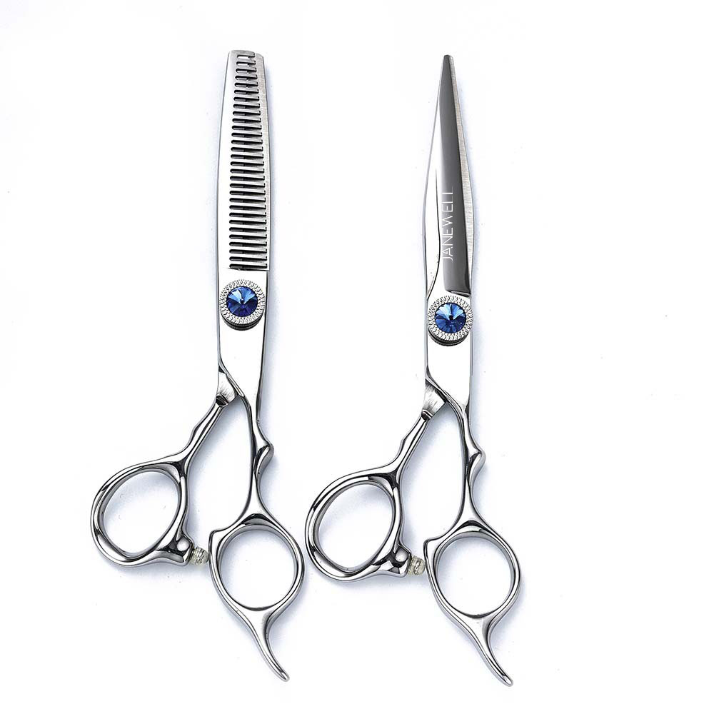 Professional 440C Silver thinning shears lb-60 with hair scissors, 6 inch for barbers and salon hairdressing. - thumbnail 4
