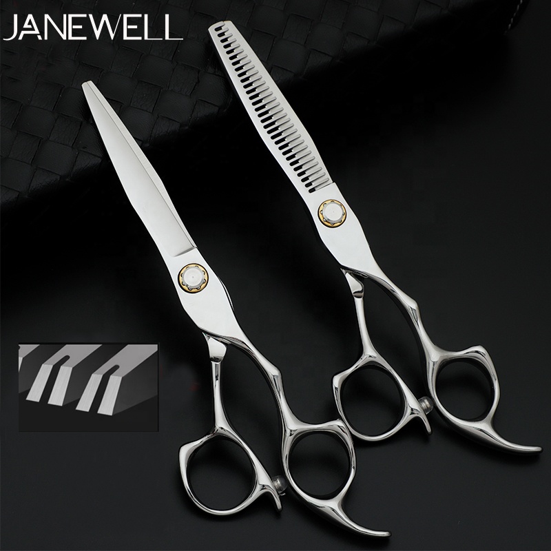 Professional 440C Silver thinning shears lb-60 with hair scissors, 6 inch for barbers and salon hairdressing. - thumbnail 6