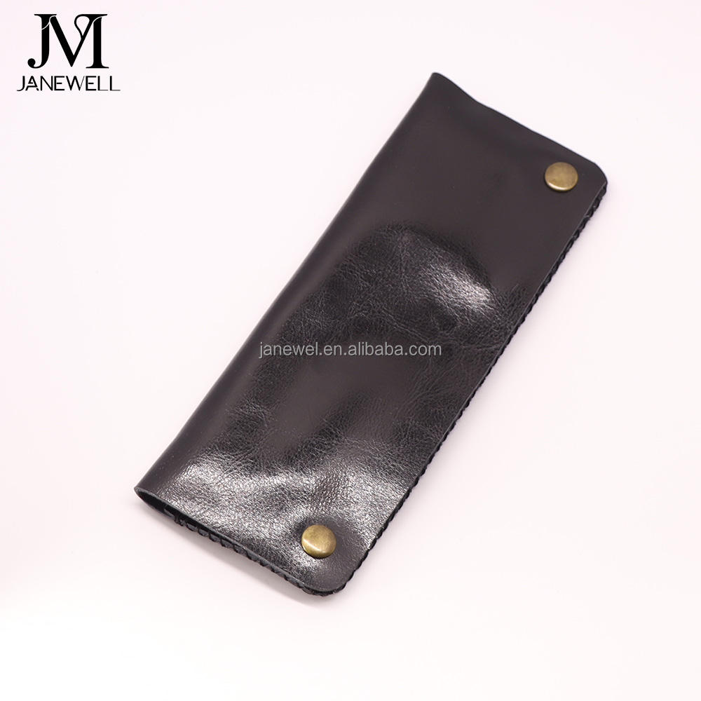 Cow leather case holding 1 pair of hair scissors. Professional quality shears organizer for barbers, hairdressers and salon stylists. - thumbnail 3