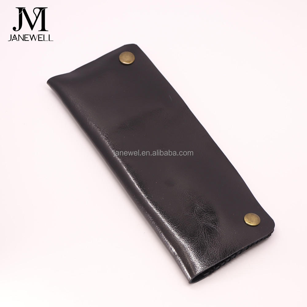 Cow leather case holding 1 pair of hair scissors. Professional quality shears organizer for barbers, hairdressers and salon stylists. - thumbnail 4
