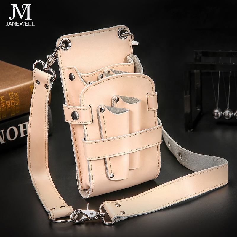 Genuine leather pouch for hairdresser tools, with waist belt. Professional quality shears organizer for barbers, hairdressers and salon stylists. - thumbnail 3