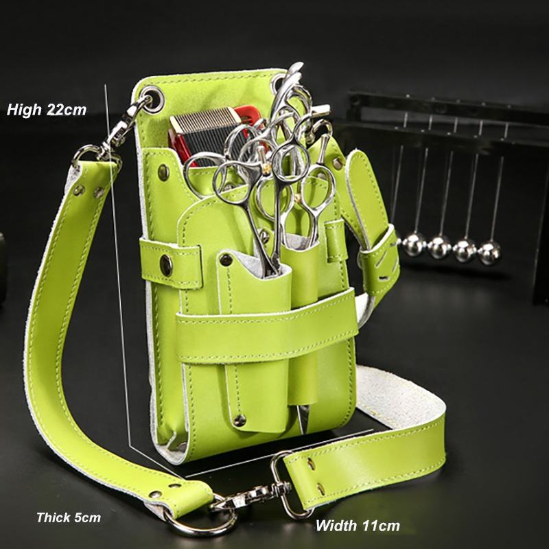 Genuine leather pouch for hairdresser tools, with waist belt. Professional quality shears organizer for barbers, hairdressers and salon stylists. - thumbnail 6