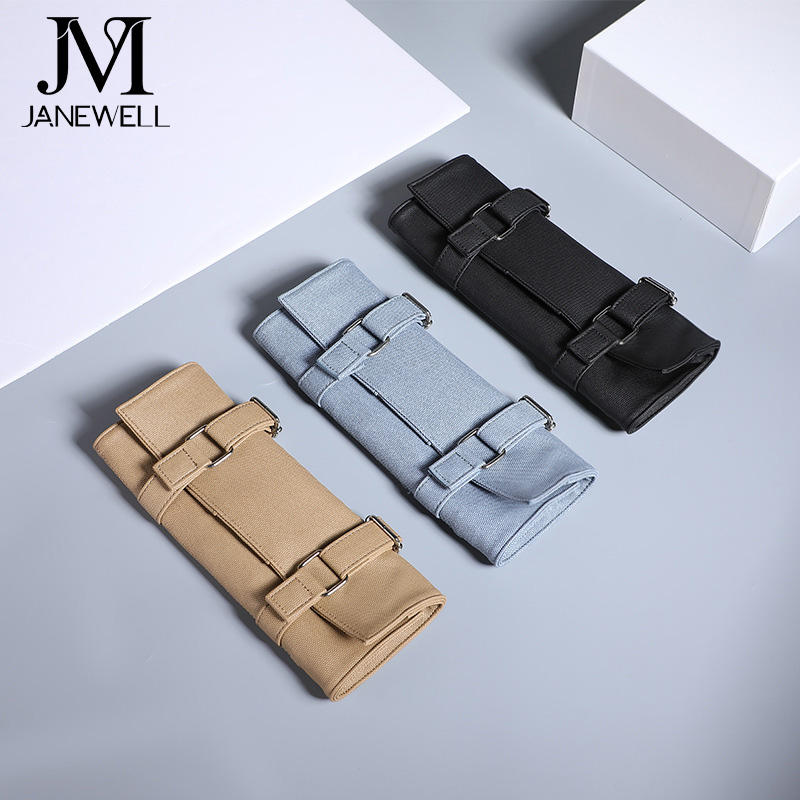 PU leather roll case holding 7 pieces of hair scissors, roll-up design. Professional quality shears organizer for barbers, hairdressers and salon stylists. - thumbnail 2
