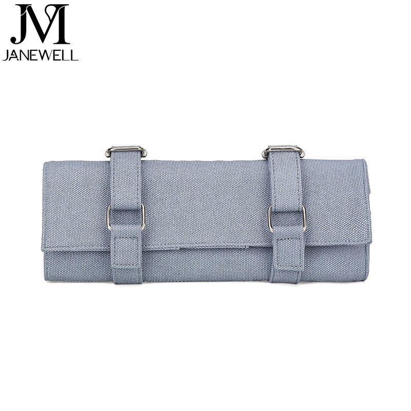 PU leather roll case holding 7 pieces of hair scissors, roll-up design. Professional quality shears organizer for barbers, hairdressers and salon stylists. - thumbnail 4