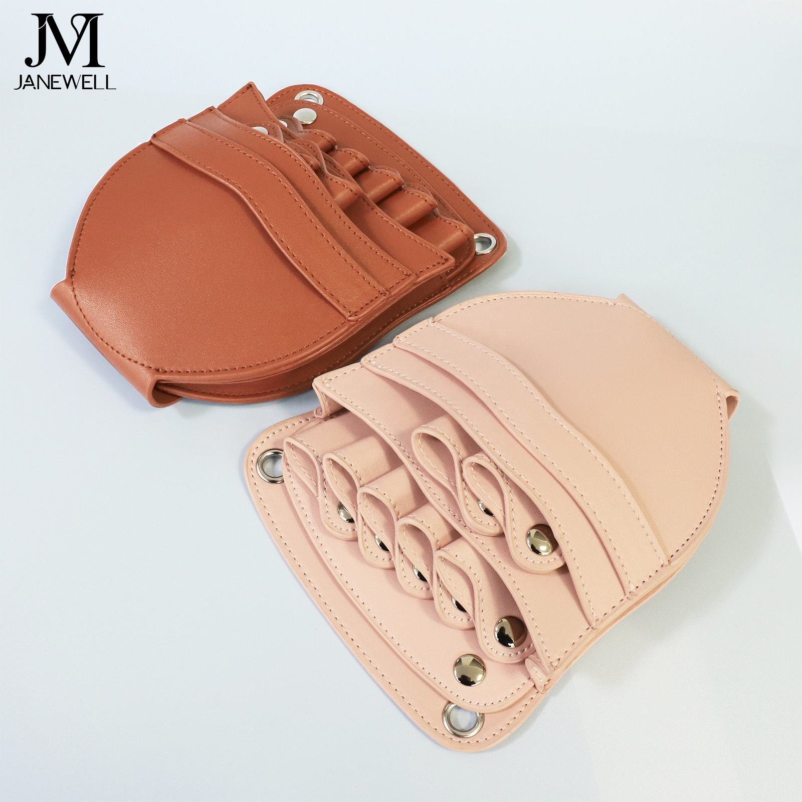 PU leather pouch holding 7 pieces of hair scissors, with waist belt. Professional quality shears organizer for barbers, hairdressers and salon stylists. - thumbnail 6