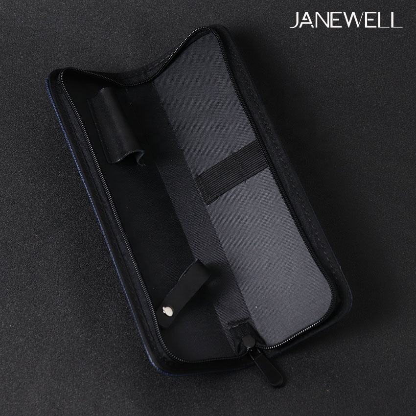 PU leather zipper case holding 1 pair of pet grooming shears, zipper closure. Professional quality shears organizer for barbers, hairdressers and salon stylists. - thumbnail 3
