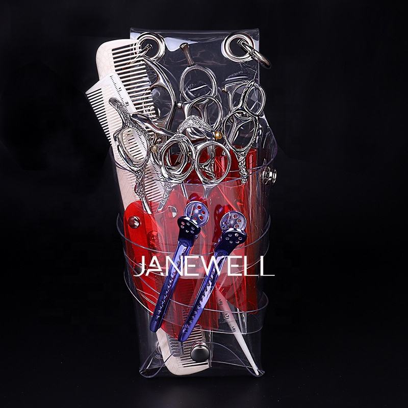 PVC bag for barber scissors, with waist belt. Professional quality shears organizer for barbers, hairdressers and salon stylists. - thumbnail 4