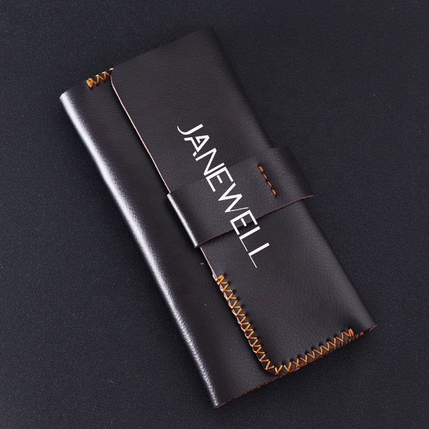 Real leather case holding 3 pieces of hair scissors. Professional quality shears organizer for barbers, hairdressers and salon stylists. - thumbnail 4