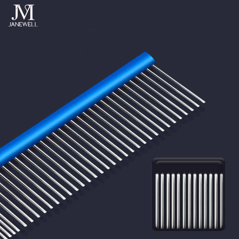 Professional 25CM big size circle handle dog comb for grooming and deshedding, colorful stainless steel dog metle comb for large dogs and pet salon use. - thumbnail 2