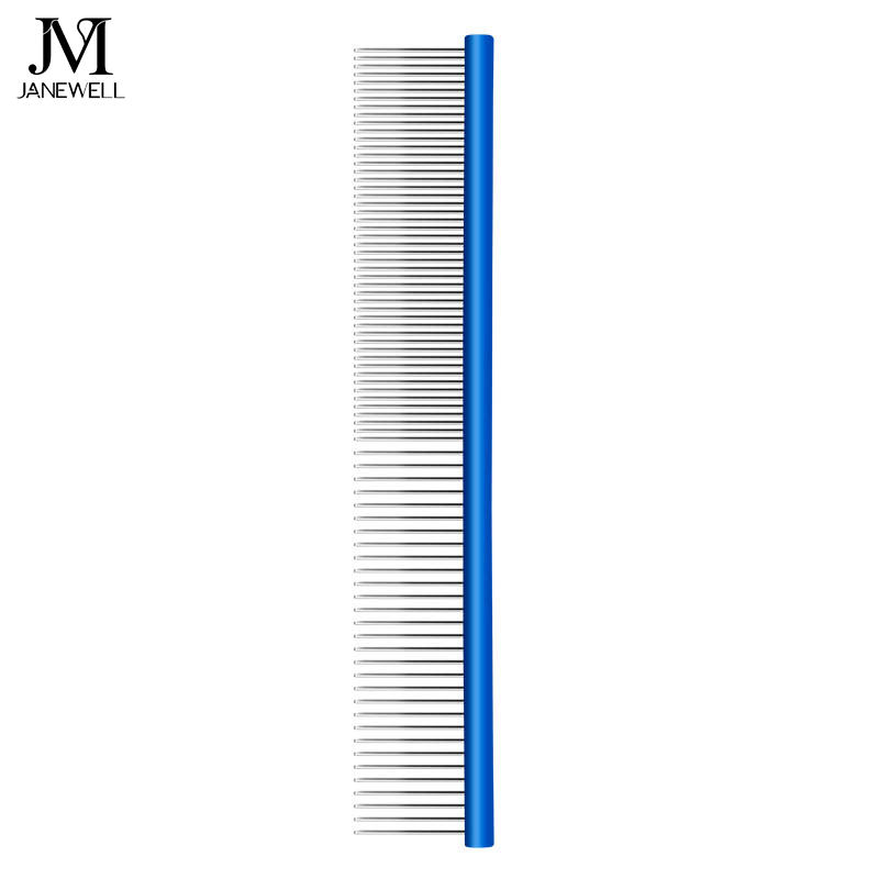 Professional 25CM big size circle handle dog comb for grooming and deshedding, colorful stainless steel dog metle comb for large dogs and pet salon use. - thumbnail 5