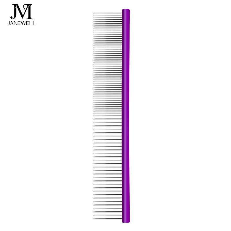 Professional 25CM big size circle handle dog comb for grooming and deshedding, colorful stainless steel dog metle comb for large dogs and pet salon use. - thumbnail 6