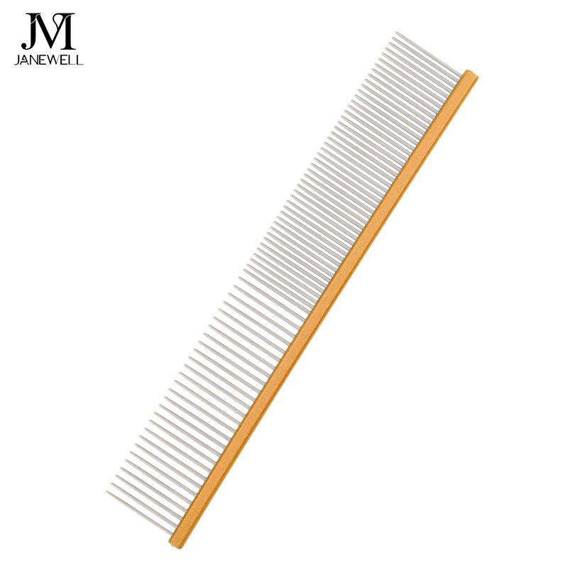 Professional black stainless steel metal dog comb for pet hair grooming, 19cm flat handle dog metle comb for daily coat care and deshedding. - thumbnail 4