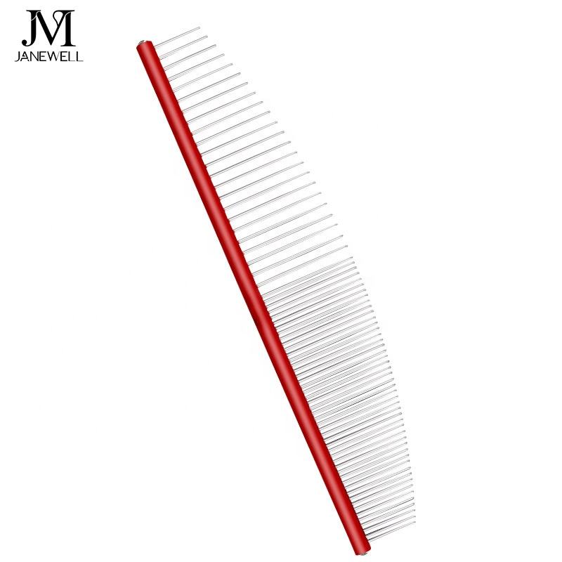 Professional black moon shape stainless steel dog comb with circle handle, 19cm ergonomic dog metle comb for detangling and coat care. - thumbnail 4