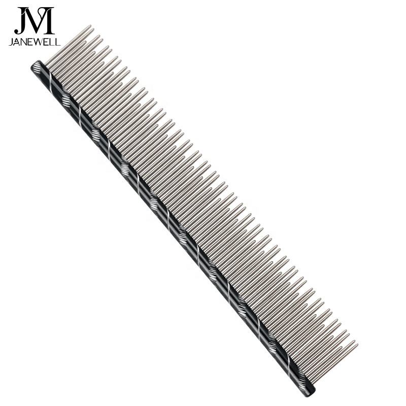 Professional colorful circle handle pet comb for dog and cat hair grooming, 19cm stainless steel dog metle comb with comfortable grip for daily use. - thumbnail 5