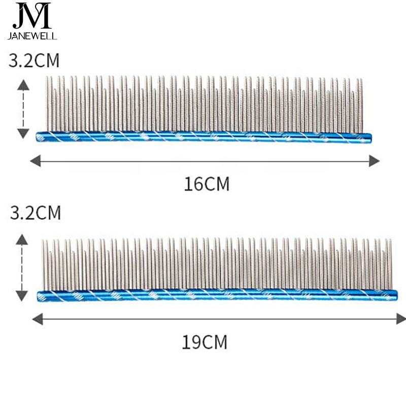 Professional colorful circle handle pet comb for dog and cat hair grooming, 19cm stainless steel dog metle comb with comfortable grip for daily use. - thumbnail 6