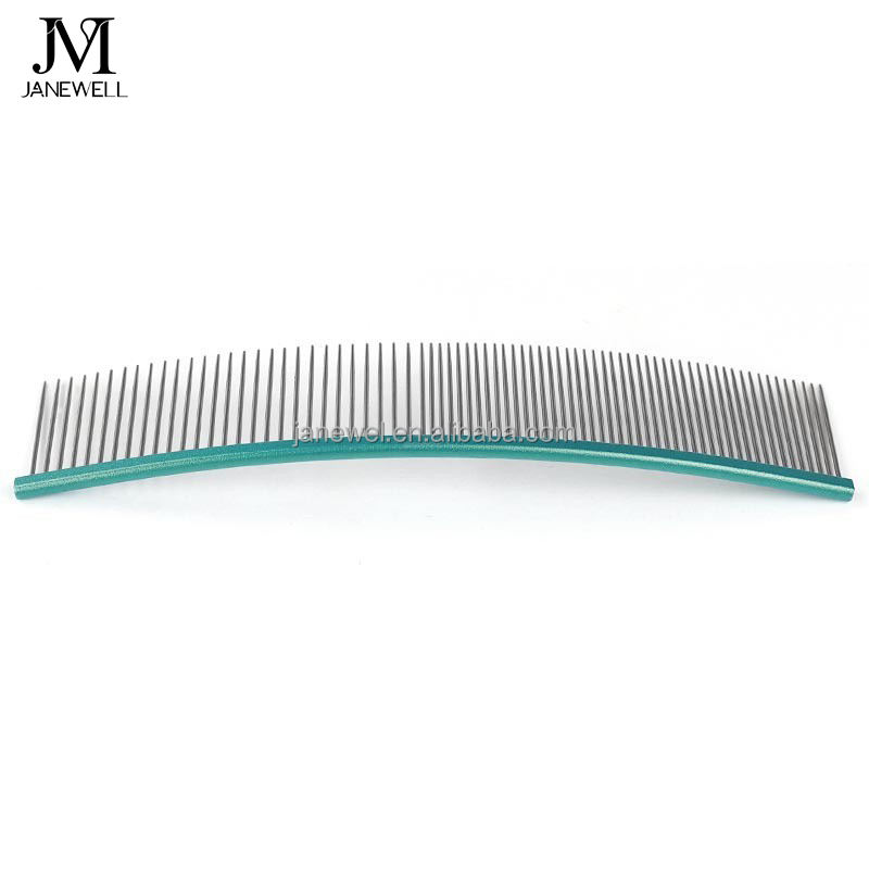 Professional curved stainless steel deshedding comb for dog grooming, 22cm S-curve dog metle comb for efficient hair removal and undercoat deshedding. - thumbnail 12