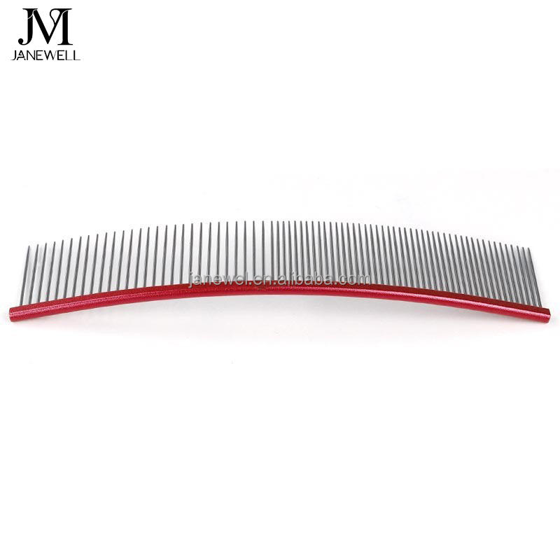 Professional curved stainless steel deshedding comb for dog grooming, 22cm S-curve dog metle comb for efficient hair removal and undercoat deshedding. - thumbnail 4