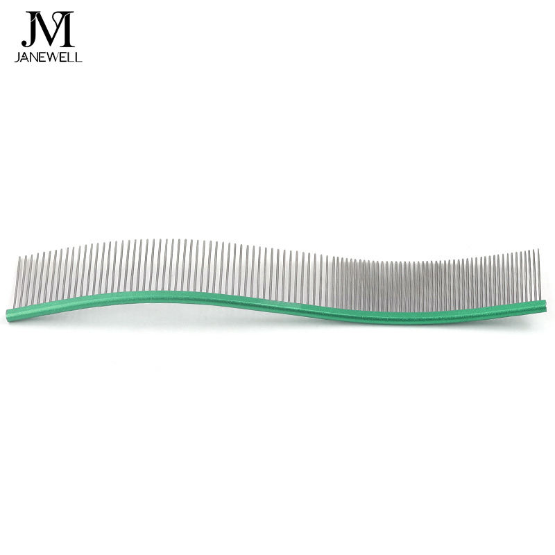 Professional curved stainless steel deshedding comb for dog grooming, 22cm S-curve dog metle comb for efficient hair removal and undercoat deshedding. - thumbnail 6