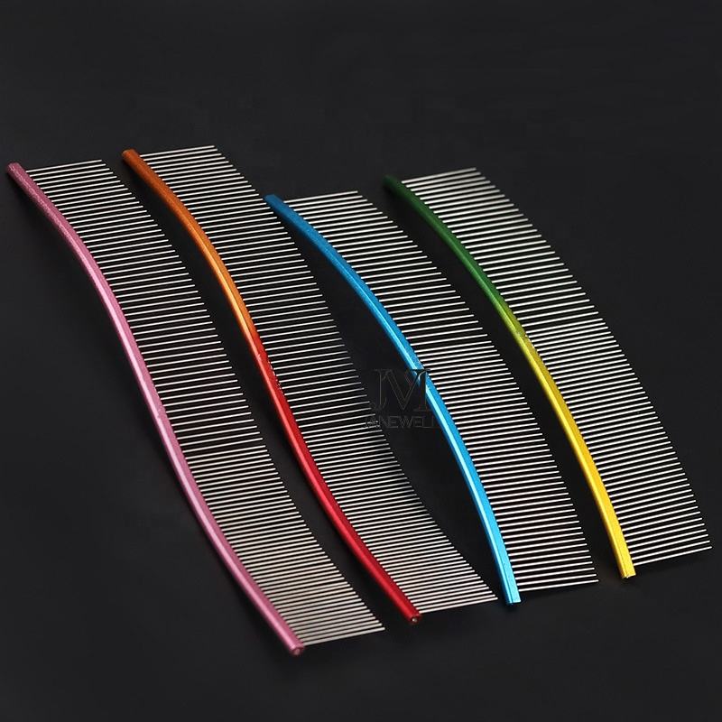 Professional curved stainless steel deshedding comb for dog grooming, 22cm S-curve dog metle comb for efficient hair removal and undercoat deshedding. - thumbnail 7