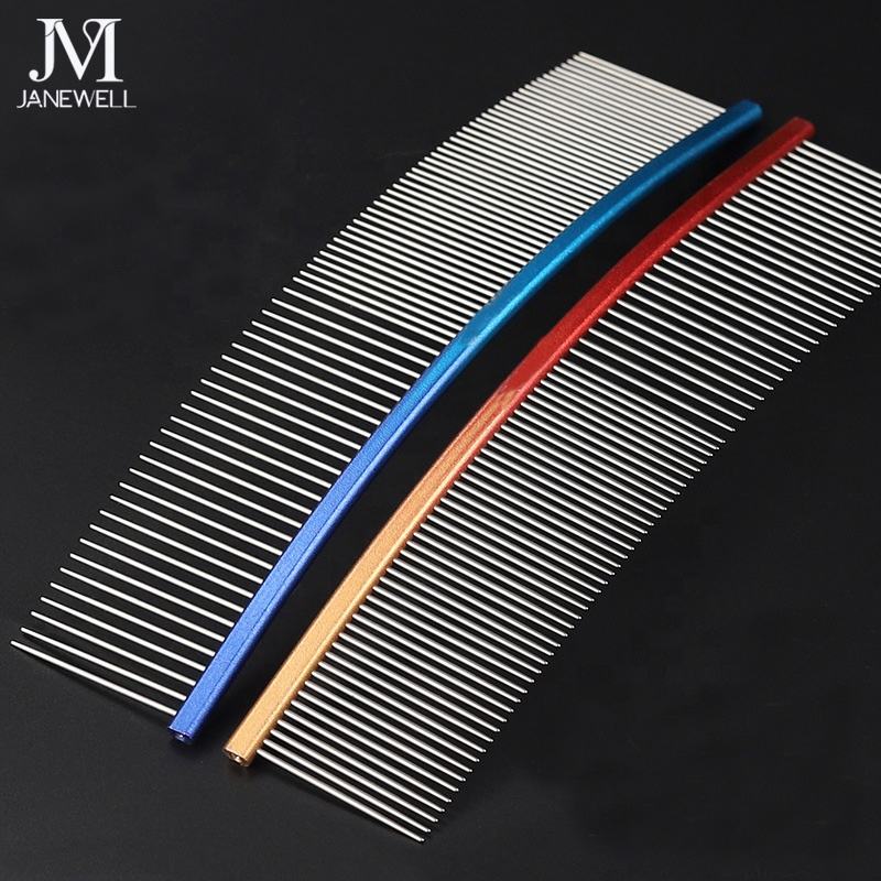 Professional curved stainless steel deshedding comb for dog grooming, 22cm S-curve dog metle comb for efficient hair removal and undercoat deshedding. - thumbnail 9