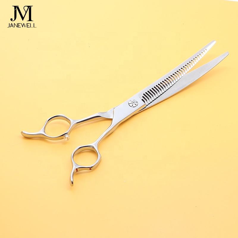 Professional 440C curved thinning grooming sheers for dog pet grooming 32 teeth, 7.0 inch. serrated pet grooming shears for professional groomers. - thumbnail 2