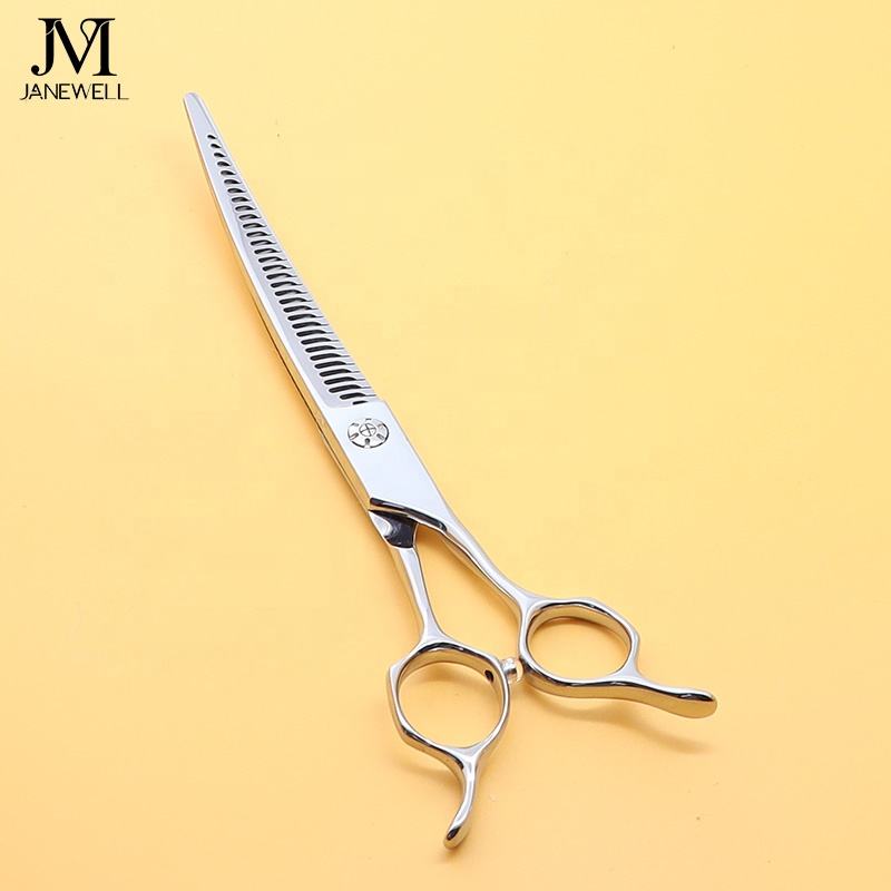 Professional 440C curved thinning grooming sheers for dog pet grooming 32 teeth, 7.0 inch. serrated pet grooming shears for professional groomers. - thumbnail 3