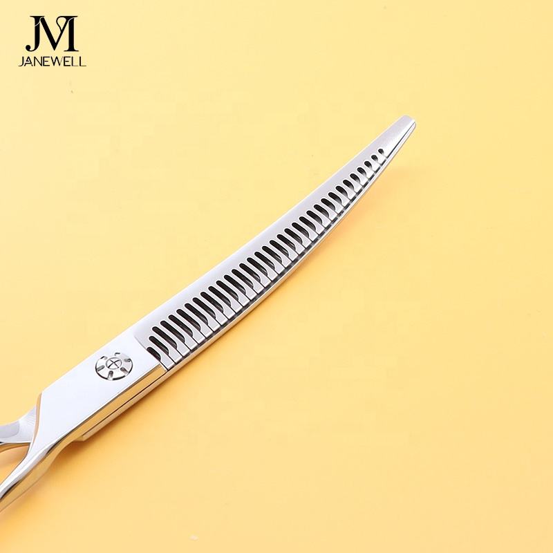 Professional 440C curved thinning grooming sheers for dog pet grooming 32 teeth, 7.0 inch. serrated pet grooming shears for professional groomers. - thumbnail 5