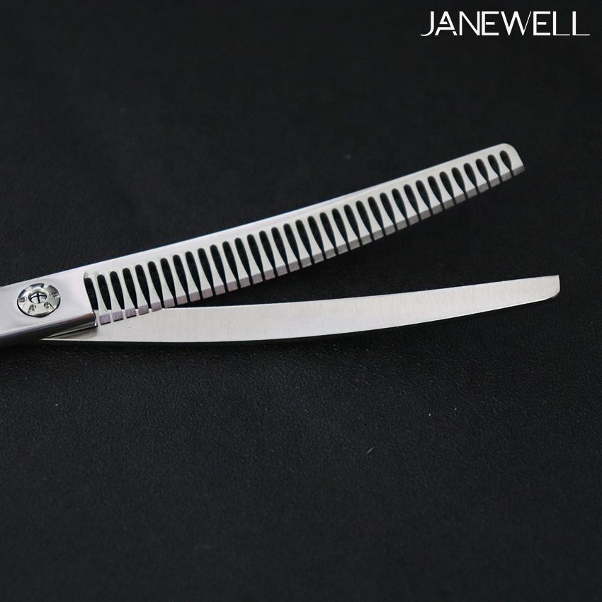 Professional 440C 35 teeth curved chunker grooming scissors for dog coat texturizing, 7 inch grooming shars for professional pet groomers and salons. - thumbnail 4