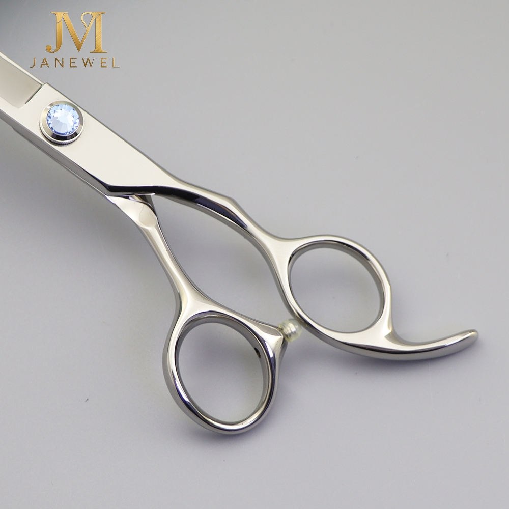 Curved grooming scissors 7 inch Japanese 440C steel, silver finish, for large dogs and detailed grooming. - thumbnail 3
