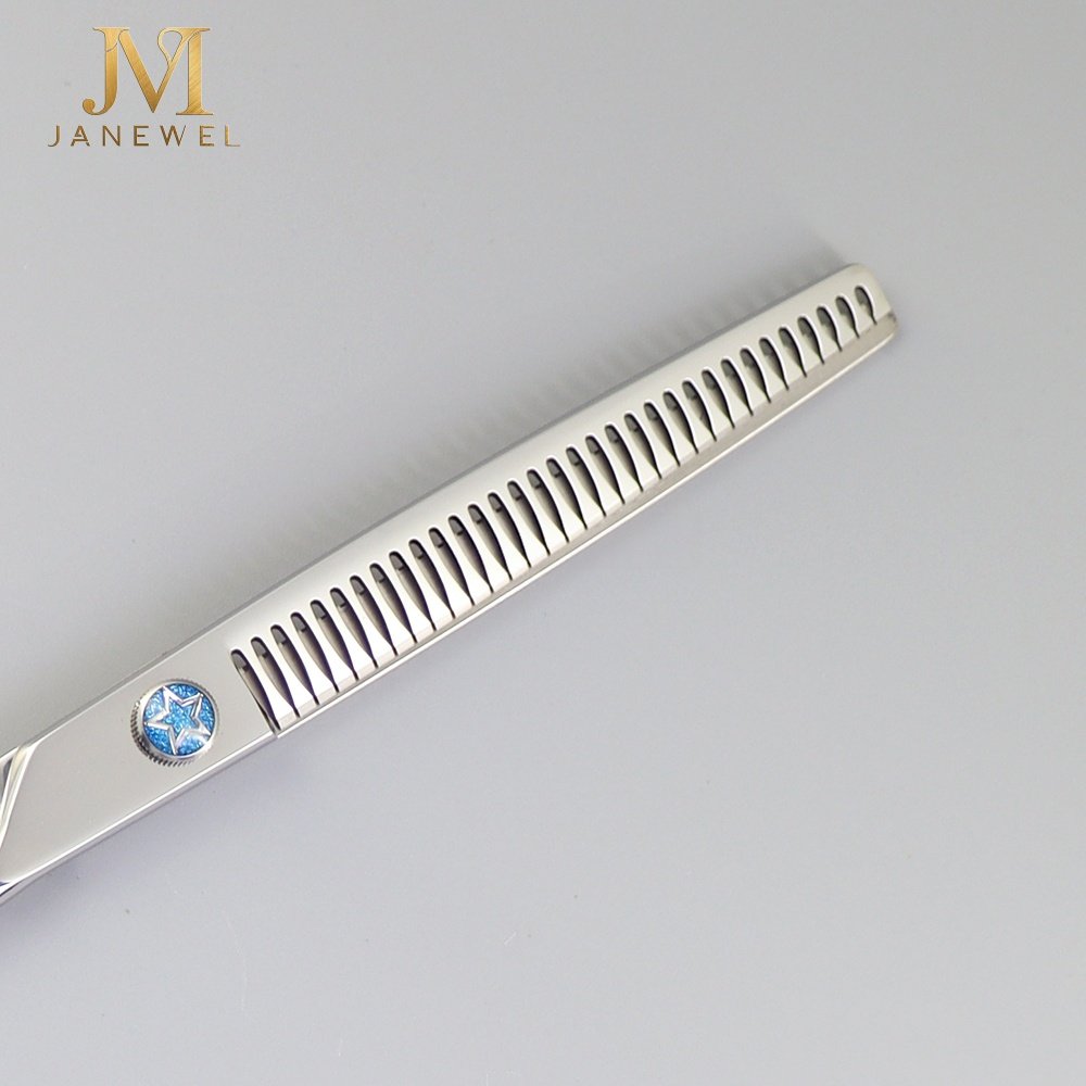 Dog grooming shears 7 inch straight chunker 440C stainless steel with star screw, for dog coat thinning and shaping. - thumbnail 2