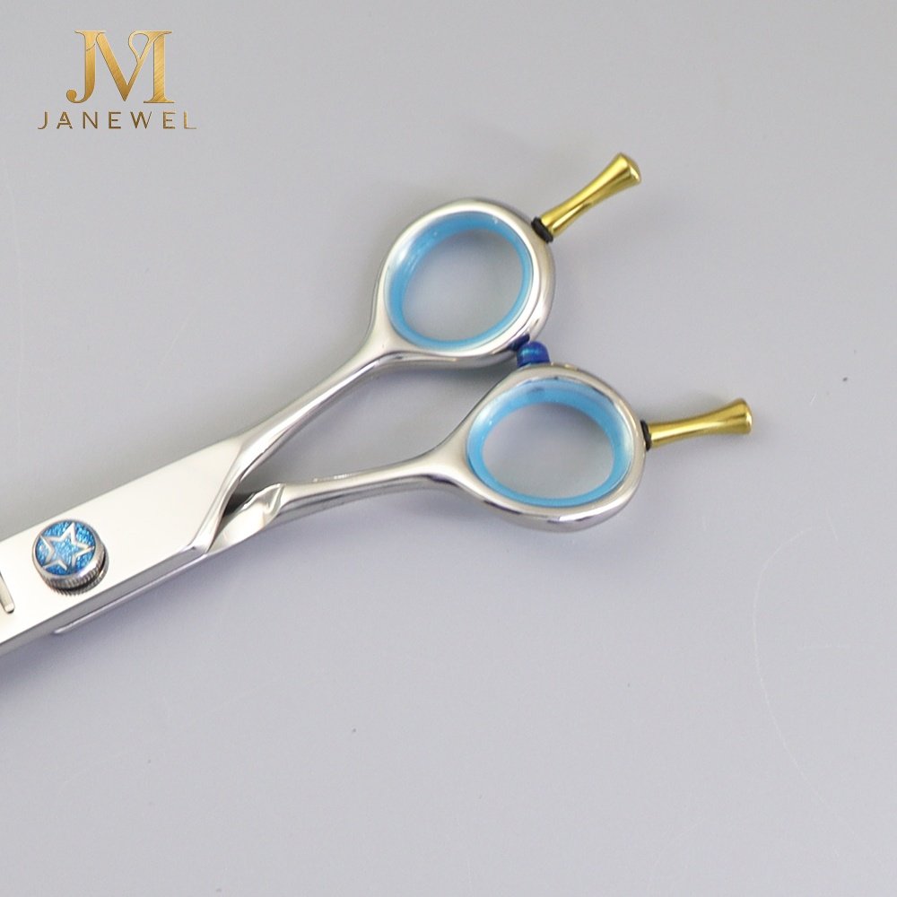Dog grooming shears 7 inch straight chunker 440C stainless steel with star screw, for dog coat thinning and shaping. - thumbnail 3